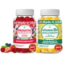 Lunakai Prenatal i witaminy D3 Gummes Bundle - ciąża Multivitamin Gummy z żelaza i kwasu foliowego - Odporność, kości i nastrojów Suplement dla dorosłych - 30 Days Supply