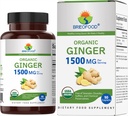 Brieofood Organic Ginger 1500mg, 45 Służenia, Wegetarianin, Gluten Free, 90 Tabletki wegetariańskie