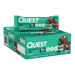 Quest Nutrition Mint Chocolate Chunk Protein Bars, 20 g Protein, 1 g Sugar, 4g Net Carb, Gluten Free, Keto Friendly, 12 Count