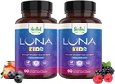 Nationals Luna Kids Seep Aid Tablets for Children 4 + - Natural Sourced Ingredients - Delikatny, Ziołowy Suplement z rumianku, Melatonina, Walerian & Lemon Balm - 120 Tabletki do żucia