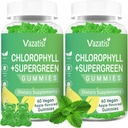 2 Pack Chlorofil Gumiaki z Organic Supergreens, Naturalny przeciwutleniacz, Energy Boost, Wsparcie immunologiczne, trawienie, pielęgnacja skóry, Kobiety & Mężczyźni, Dorośli & Kid - 120 Wegan Organic Gumiami