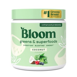 Bloom Nutrition Superfood Zielony proszek, Enzymy z probiotyki i prebiotyki, Gut Health, Bloating Relief dla kobiet, Chlorella, Zielony sok Mix z buraka korzeniowego proszek, 30 SVG, Kokosowy