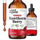Wild & Organic Hawthorn Berry Tincture 600 mg - Liquid Hawthorne Berry Supplement for Total Support - Vegan, Sugar & Alcoholfree Fruit Extract Drops - 4 fl oz