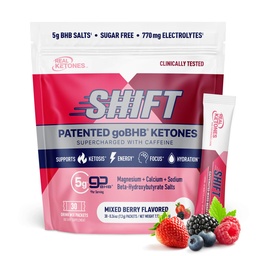 Real Ketones BHB Exgenous Ketones Drink Mix Pakiety Keto Electrolytes Powder Pakiety bez cukru z 4 Głównymi Elektrolitami Post Plus Nawadnianie Opatentowane Keto BHB - 30 Hrabia Mieszane Kafelki Berry