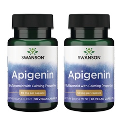 Swanson Apigenin-Bioflavonoid Suplement Natural Prostate Support- Metabolizm & Nerve Health Support- Support- Support Sleep & Relaxation 90 Czapki, 50 mg Każde 2 opakowanie