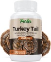 Parker Naturals Turkey Tail Mushroom Capsules - Organic Mushroom Supplement for Immune System Health Support - 1000 mg Premium Mushroom Supplements - 240 Capsules