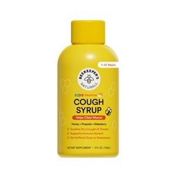 Pszczelarz 's Naturals Propolis Honey Cough Syrop Daytime for Kids Immune Support with Elderberry, Witamina C, Witamina D & Raw Honey - Throat Soothing - Gluten Free & Clean Ingredients, 4 oz.