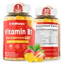 Witamina B1 Gummies ↓ 124; Benfotiamina 500mg z witaminą B6 B9 B12 & Magnez dla Nerve Health, Energia & Metabolizm Wsparcie 124; Cukier wolny, Nie GMO, Wegan, 60 Liczby