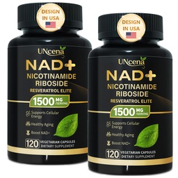 NAD Supplement 1500mg - Liposomal NAD+ Nicotinamide Riboside with Resveratrol, NAD Plus Boosting - Support Cellular Health, Stamina & Healthy Aging for Women & Men- Pack of 2