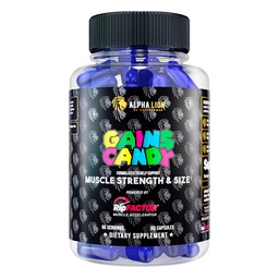 ALPHA LION Gains Candy, Suplement Pigułki dla wzrostu mięśni, Rozmiar, & Siła, Nitric tlenek booster, Muscle Builder, Użyj codziennie do aktualizacji energii i wydajności treningu, 60 Kapsułki (RipFACTOR ®)