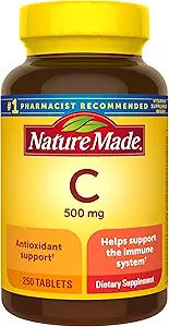 Nature Made Witamina C, 500 mg (250 kapsułek) Opakowanie może być różne.