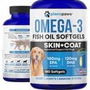 Omega 3 Fish Oil for Dogs Capsules - Salmon Oil for Dogs - Dog Fish Oil Supplement Może pomóc Shedding, Alergia, Swędzenie - Wsparcie suchej skóry, Łączniki - Skóra psa i Coat Supplement - 180 Fish Oil Pills