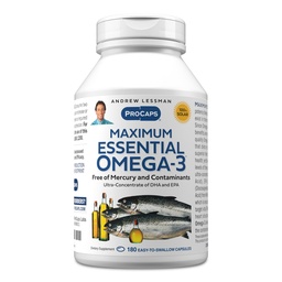 ANDREW LESSMAN Maksymalne podstawowe Omega-3 Unflavored, 180 Softgels - Ultra- Czysty Omega-3 Olej rybny 1200 mg- High DHA, Nie Mercury Supplement- Small, Łatwe do Połknięcia Kapsułki oleju rybnego