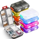 Meekoo 8 Pcs Travel Pill Organizer Pocket Portable Pill Case Daily Container Small Container Medicine Travel with 10 Compartments for Purse Fish Oil Medicine(Multicolor)