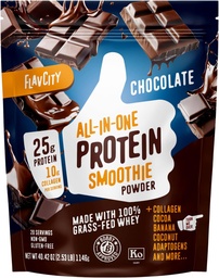 FlavCity trawa karmiona serwatkowym białkiem czekoladowym w proszku - 25g białka & 10g Collagen - wykonane z organicznego kakao, bananów i mleka kokosowego - gluten Free & No Added Cugars (20 Servings)