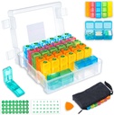Monthly Pill Organizer 3 Times a Day with 31-Day Moistureproof Box, Weekly Pill Bag, Pill Cutter, Stickers, Plastic Opening Pick for Easy Use, Convenient Daily Medication Management(White)
