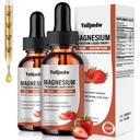 Płynne krople glicynianu magnezu, 1000 mg płynny suplement magnezu z bromelainą, Witamina B6 C D, Wysoka Absorpcja Kompleks magnezu na noc, Mięśnie i Wsparcie energetyczne, 2 Fl Oz (Opakowanie 2)