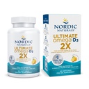 Nordic Naturals Ultimate Omega 2X z witaminą D3, Lemon Flavor - 60 Soft żel - 2150 mg Omega-3 + 1000 IU D3 - EPA & DHA - Mózg, Serce, & Zdrowie immunologiczne - 30 Służenie