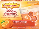 Emergen-C 1000mg Vitamin C Powder for Daily Immune Support Caffeine Free Vitamin C Supplements with Zinc and Manganese, Super Orange Flavor - 30 Count