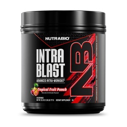 NutraBio Intra Blast Bcaa Proszek suplement aminokwasów, Electrolyte & Hydration Mieszanka, Intra, Pre Workout & Odzysk mięśni, 20g Eaa Acids proszku, 5g Glutamino- Tropical Fruit Punch, 30 Podawanie