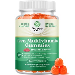 Teen Multivitamin Gummies 12- 17 - Teen Boys & Girls Gummy Witaminy dla Lepszej Skóry, Siła immunologiczna, Mood & Energy Support - Teenage Girl & Boy Supplements with Zn, Mg, Witamina A, C, D & E - 60 Ct