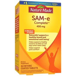 SAM- e Kompletne 400 mg tabletki, 36 Liczenie Rozmiar wartości, Wspiera zdrowy nastrój i wspólny komfort