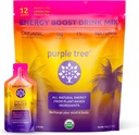 Fioletowe drzewo Organic Energy Stick Pakiety - Zero cukru, 80mg naturalnej kofeiny z Yerba Mate & Guarana, z B12 Witaminy dla Gładkie, Crash- Free Energy - Lemon Moded Tea Flavor, 12 to- Packs
