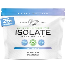 Uczta mięśni Grass- Fed izolat białka serwatki, Wszystkie naturalne hormon wolne pastura wzrosła, serwatka Isolate Protein Proszek dla mężczyzn i kobiet, Czysty, Non-GMO & Gluten-, Isolate Protein - Unflavored, 5lb