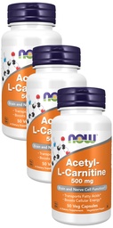 Teraz dodatki, Acetyl- L Karnityna 500 mg, Amino Acid, Mózg i Nerve Cell Function *, 50 kapsułki Veg (Opakowanie po 3)