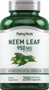 Piping Rock Neem Leaf Kapsułki 124; 950mg 124; 200 tabletek w proszku 124; Herb Extract Supplement Supplement 124; Azadirachta Indica 124; Non-GMO, Gluten Free
