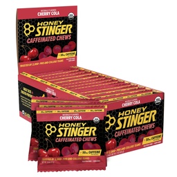Honey Stinger Cherry Cola Kofeina energii Chew, Gluten Free, z kofeiną, do ćwiczeń, Bieganie i wydajność, Sports Nutrition for Home & Gym, Pre and Mid Workout, 12 Pack, 23.2 unce