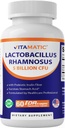 Witamatic Lactobacillus Rhamnosus 5 Milion na DR kapsułki (10 Milionów na 2 kapsułki) - 60 Hrabia - Advanced Digestive & Immune Support - Made with Prebiotic Inulin Fiber