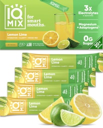 IQMIX Hydration Electrolyte Powder - 4- in-1 Formuła do Hydration, Mental Clarity, Mood and Recovery - Sugar- Free Drink Mix, Keto, Magnezu L- Threonate, Lwie 's Mane - 20 Count Lemon Lime