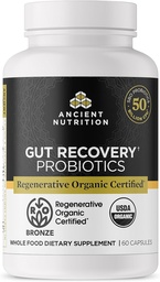 Ancient Nutrition Regenerative Organic Certified Probiotics for Gut Recovery, Probiotics Gut Recovery, for Healthy Disease and Immotive System Function Support, 50 Billion CFU * Per Serving, 60 Count