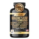 Magnezu Complex Supplement - 10 aktywnych form, glicynian, cytrat, jabłczan, tlenek, taurat, asparaginian, glukonian, askorbinian, laksat, karbonian, Plus więcej z witaminą C B1 B2 B6 B12