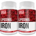Liposomal Fe Iron Supplement for Women, 65 mg Iron Supplement with Folic Acid & Vitamin B12 for Men, Daily Blood & Energy Support for Adults Iron Deficiency 60 Softgels (2 Bottle)