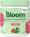Bloom Nutrition Superfood Zielone Proszek, Enzymy trawienne w / Probiotyki i Prebiotyki, Gut Health, Bloating Relief for Women, Chlorella, 15 SVG (15 Servings (Pack of 1), Berry)