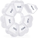 Duży tygodniowy Pill Organizator, Pill Box 7 Day, KAPENS Daily Witamina Case duże zespoły pojemnościowe, Pill Container for Fish Oil Medicine Supplements, Biały