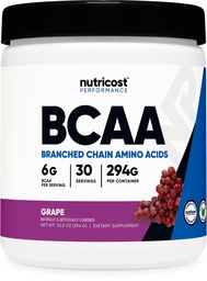 Nutricost BCAA Proszek (Grape, 30 Sług) - Optimal 2: 1: 1 Stosunek, Wegetarianin, Non-GMO