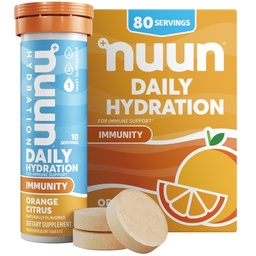 Nuun Odporność Electrolyte Tablets z witaminą D, C, E, & A, Ginger, Elderberry, Magnezu i 4 Inne niezbędne elektrolity, Wegan, Cytrus pomarańczowy, 8 Pack (80 Służenie ogółem)