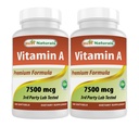 Best Naturals Vitamin A 25000 IU (7500 mcg), Non-GMO Formula Supports Healthy Vision & Immune System and Healthy Growth & Reproduction, 180 Softgels (180 Count (Pack of 2))