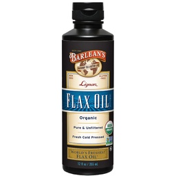 Barlean 's Organic Lignan Flaxseed Oil Supplement from Cold Pressed Flax Seeds, 7,230 mg ALA Omega-3 Acids Fatty for Healthy Hair, Skin, and Eyes, Gluten Free, 12 oz