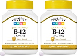 21. wiek B 12 2500 mcg tabletki podjęzykowe, 110 liczenie (opakowanie po 2)