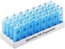 Daviky Monthly Pill Organizator 2 razy dziennie, 30 dzień Pill Box AM PM z oddzielnym kontenerem, Miesiąc medycyny Case Dwa razy dziennie, aby utrzymać witaminy, suplementy i leki (niebieski)