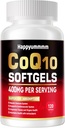 CoQ10- 400mg- Softgels z PQQ, Omega-3, Koenzym Q10 (Ubichinon) Suplement do Wysokiej Absorpcji, Powerful- Przeciwutleniacz, Wsparcie Heart & Energy-Production, 120 Sługi.
