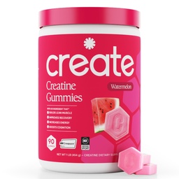 Stwórz jednowodzian gumek dla mężczyzn i kobiet - Boost Focus, Siła, i Endurance, Anti-Melting Formula, Wegan, Gluten- Free, Non-GMO, 1.5 Gram Creamine per Gummy (Arbuz, 90 ct)