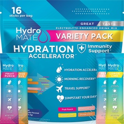 HydroMATE Electrolyte Proszek Odmiana Pakiet Nawadnianie Pakiety Niski cukier 16 Liczba
