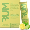 RAW Elektrolity Proszek Napoje Napoje Pakiety, Hydrate Bum (Lemon Lime, 20 Słupki) - Pakiety nawadniania Elektrolity Wspiera Funkcje mięśniowe i wytrzymałość - Keto Wolne Pakiety proszku Electrolytes