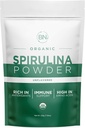 Spirulina w proszku Organic 225g - 64 Służenia 3.5g Serving Size - USDA Certified - RAW Nutrient Dense Ponad 70% Białko na Serving - Najczystsze źródło Białko Wegan - Superfood