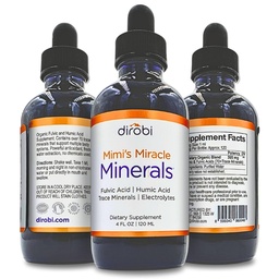 Dirobi Mimi 's Miracle Minerals Fulvic Acid Humic Acid - Mineral Blend Drops Supplement, Liquid Trace Minerals 70 Ionic Minerals - Organic Plant Derived (4 oz 120 Day Supply)...